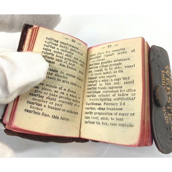 Vintage Miniature Webster's Dictionary Leather, 1800 Words, Miniature Dictionary - Picture 11 of 16